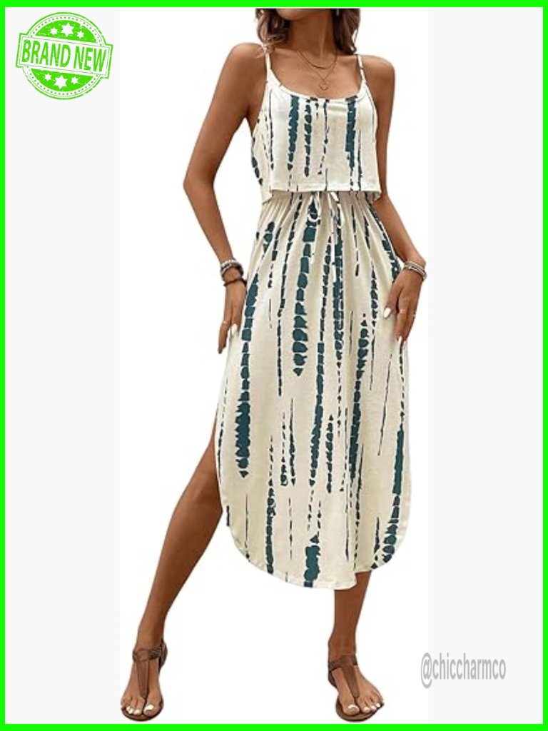 Spaghetti Strap Tie Dye Cami Midi Sun Dress